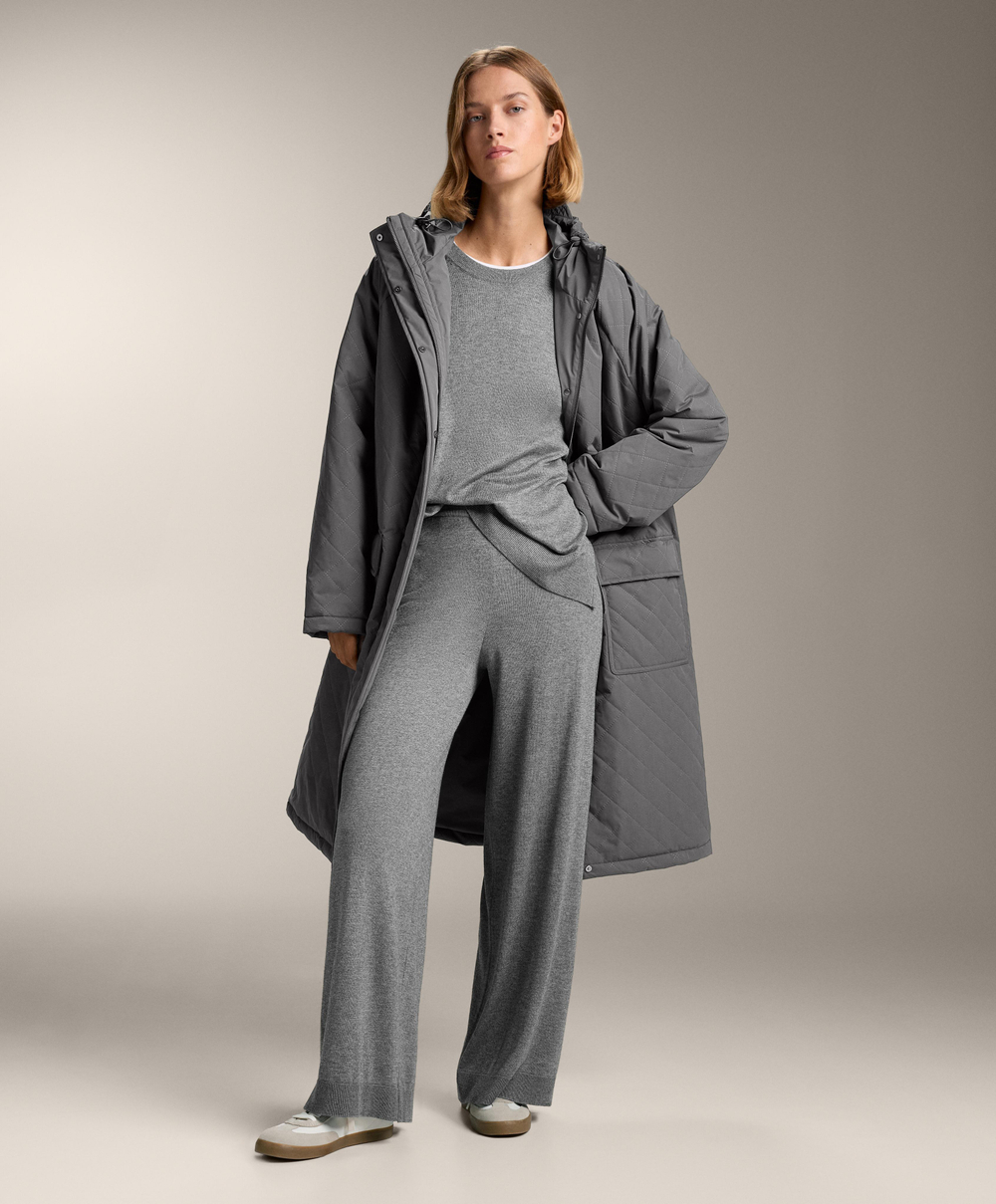 Oysho Вязаный джемпер с круглым вырезом с кашемиром, серый меланж