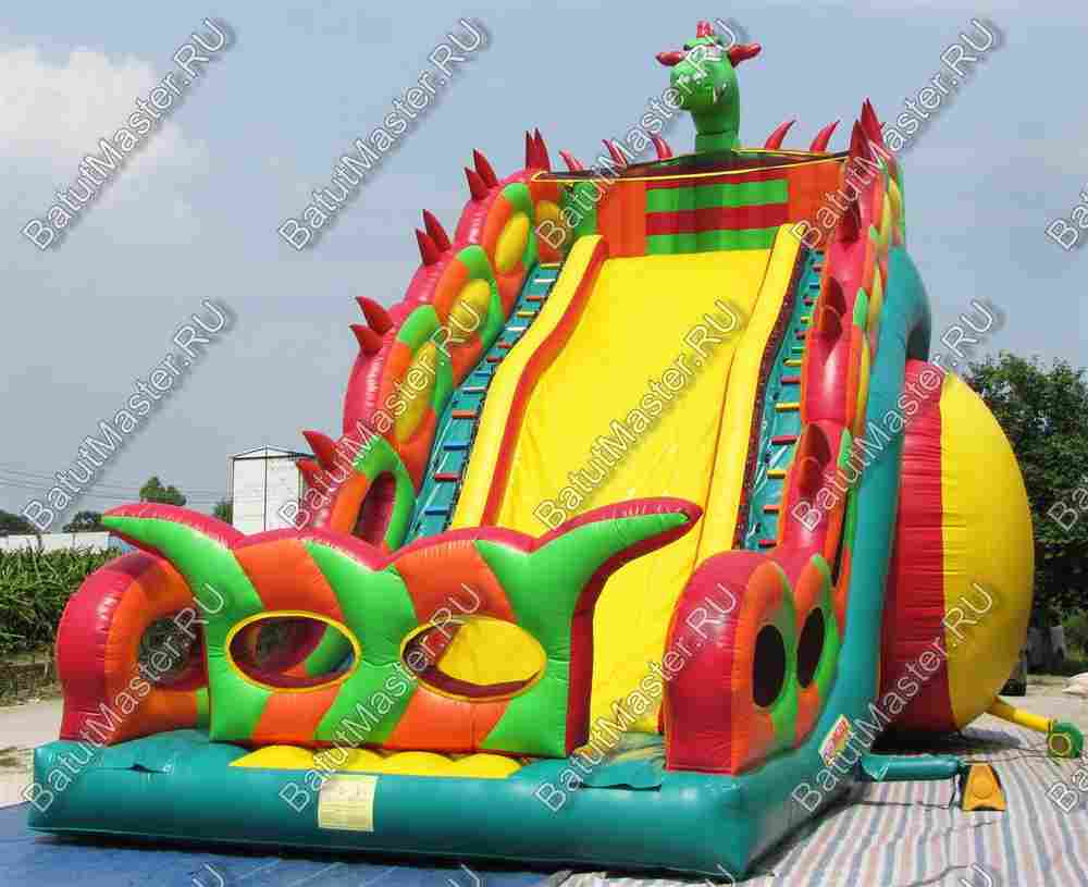 Коммерческий надувной батут-горка "Огненный дракон" 15*7*11 м