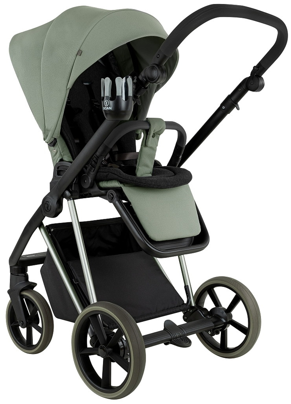 Детская коляска Roan Sol Vintage Luxury 2.0 3 в 1 с автокреслом Pituso Baesa Pro Black,Beige Canopy VIN 02/SG Sage Green/Sage/руч.Black