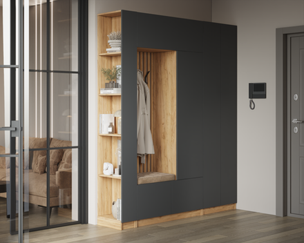 Прихожая Сева ЛДСП дуб крафт золотой/ЛДСП графит