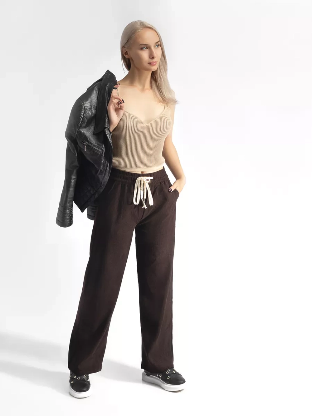 брюки вельветовые широкие палаццо на резинке