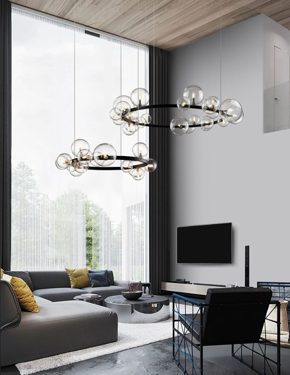 Люстра KM1294P-24 black/clear