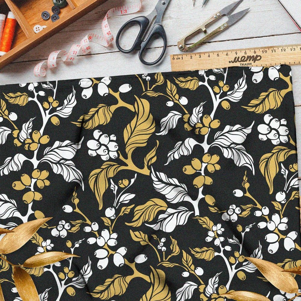 Ткань атлас барбарис золотисто-белый