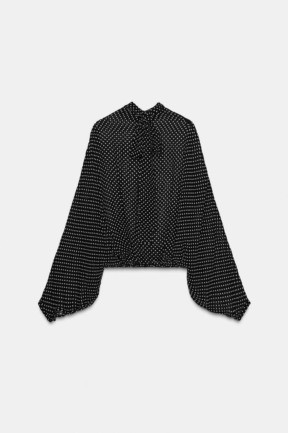 ZARA БЛУЗА В ГОРОШЕК С ЗАВЯЗКАМИ — ZW COLLECTION, ЧЕРНЫЙ/БЕЛЫЙ