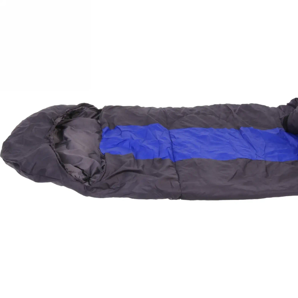 Спальник одеяло с капюшоном 210*70см 1400гр серо-синий +0С