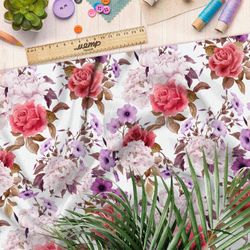 Ткань бифлекс контрастные букеты роз