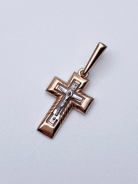 Крест из серебра/Позолота,Родий/С подвижным ухом