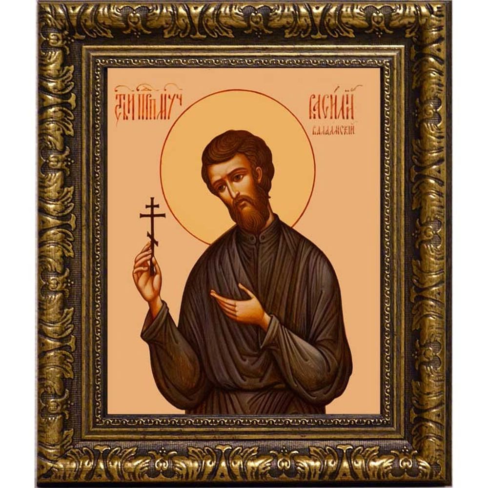 Василий Валаамский преподобномученик. Икона на холсте.