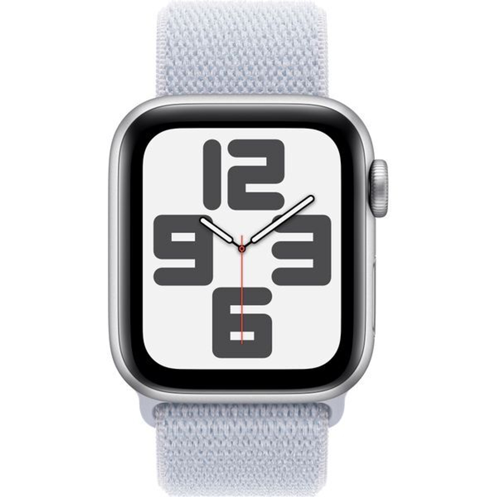 Часы Apple Watch SE, 40 мм, алюминий серебристого цвета, браслет Sport Loop дымчато-голубого цвета (2024)