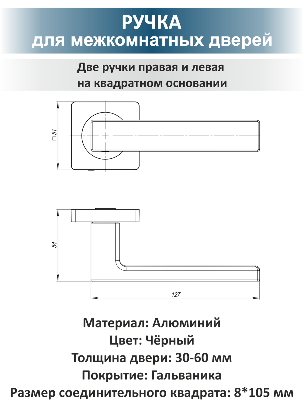 Комплект фурнитуры для межкомнатных дверей чёрный OPTIMA