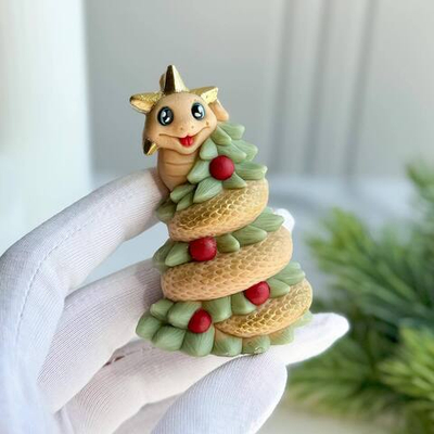 Силиконовый молд "Змейка вокруг елки 2D"