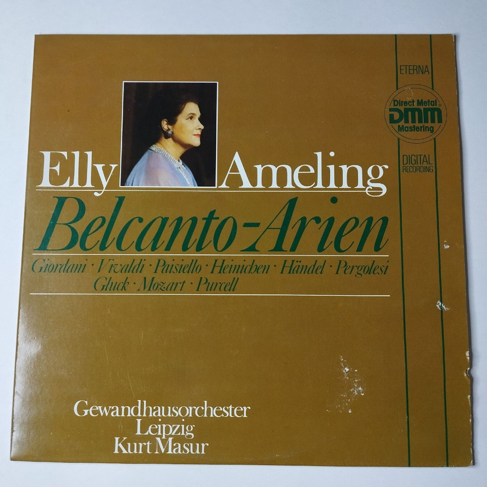 Винтажная виниловая пластинка LP Elly Ameling, Kurt Masur, Gewandhausorchester Leipzig Belcanto Arien (ГДР 1986)
