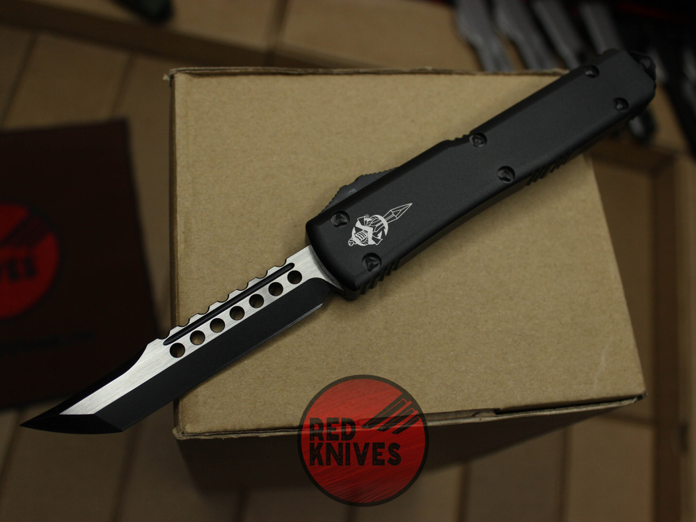 Нож Microtech Ultratech Hellhound H/E A+++ - черная рукоять, черный клинок