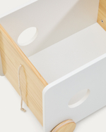 Тележка для хранения Bianina из массива натуральной сосны FSC и белого МДФ