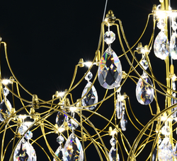 Подвесная люстра светодиодная с пультом и хрустальными подвесками Asfour MyFar Ileria MR2653-57P-50AD