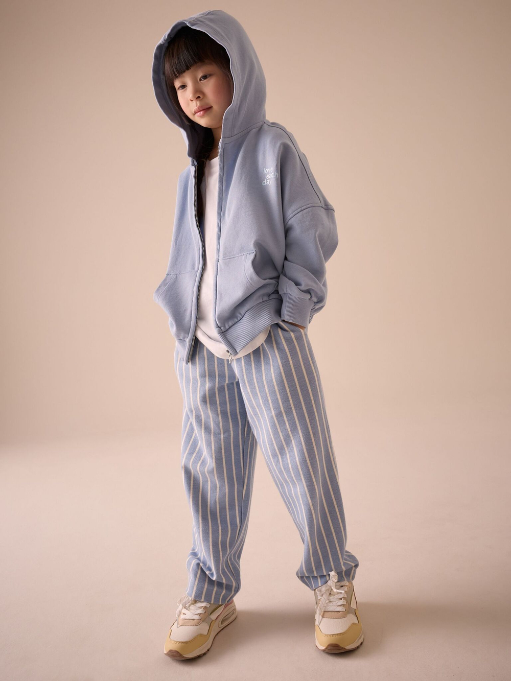 Толстовка с капюшоном на молнии для девочки Next E82-489, Светло-синий