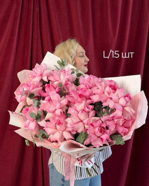 Букет "Моно французских роз 15 шт"