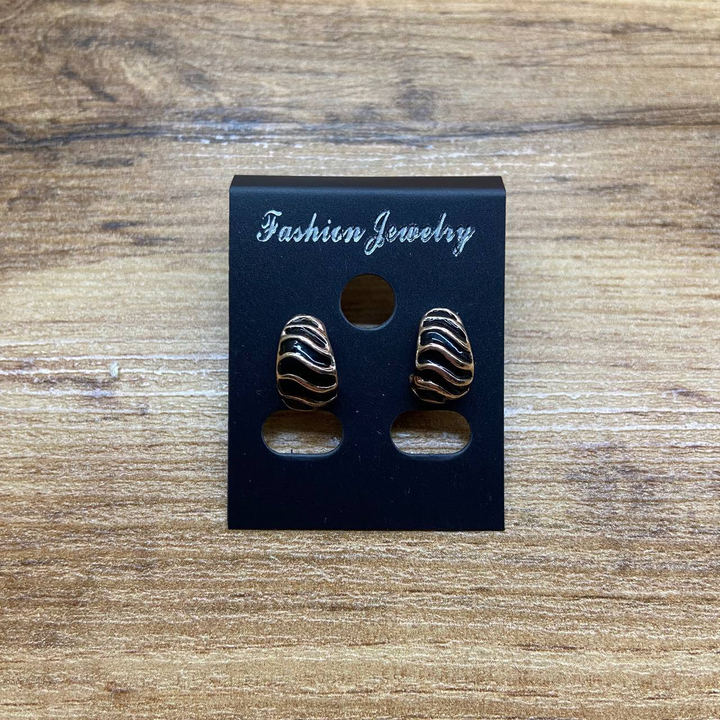 Серьги Small Ракушка эмаль цветная цвет черный металл золотистый