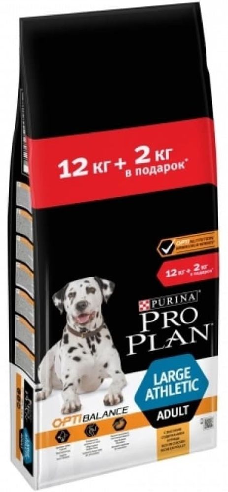 Pro Plan 12+2кг корм для собак крупных пород с атлетическим телосложением с КУРИЦЕЙ