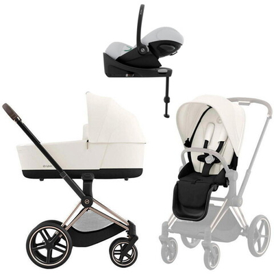 Коляска Cybex Priam IV Rosegold complete Cloud G Fog Grey Base G 3 в 1 Off White