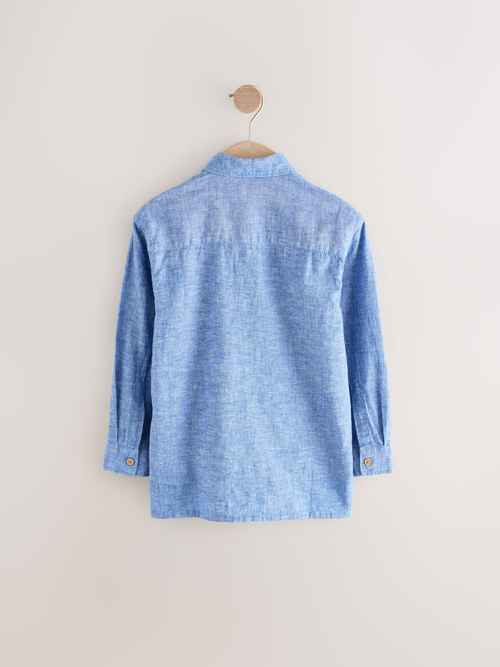 Рубашка льняная для мальчика Next 904-742, Синий