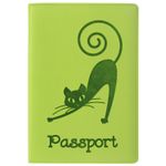 Обложка для паспорта STAFF, мягкий полиуретан, "Кошка", салатовая, 237614