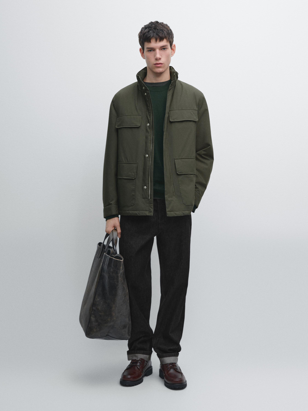 Massimo Dutti Водоотталкивающая стеганая куртка с карманами, коричневый