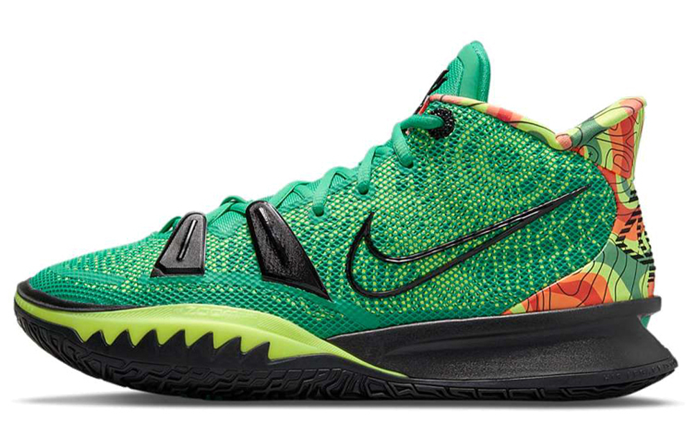 Nike Kyrie 7 EP "Ky-D" weatherman TPU fabric synthetic leather shock absorption, non-slip, wear-resistant wrapping support mid-top actual combat basketball shoes for men and women with the same black and green domestic version