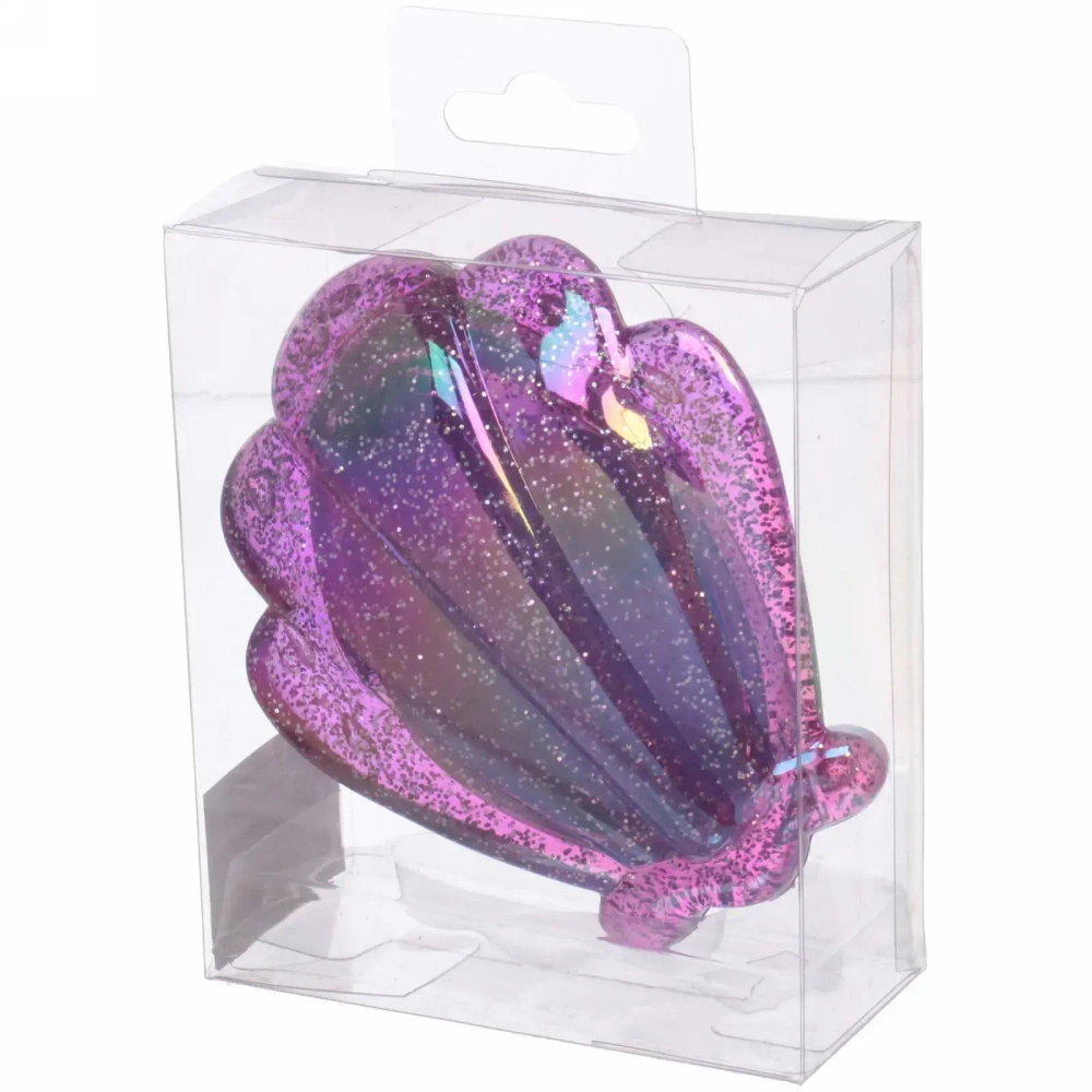 Расческа массажная компактная «Beauty Home», ракушка сиреневая с блестками, в коробке, 10*8.5см