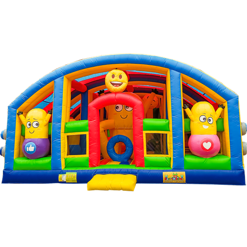 Коммерческий надувной батут «Смайлики» с крышей, размер 12*8*7 м