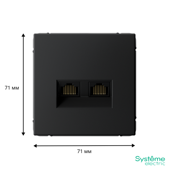 Розетка компьютерная 2-м ArtGallery RJ45 + RJ45 кат.5E механизм карбон SE GAL001085