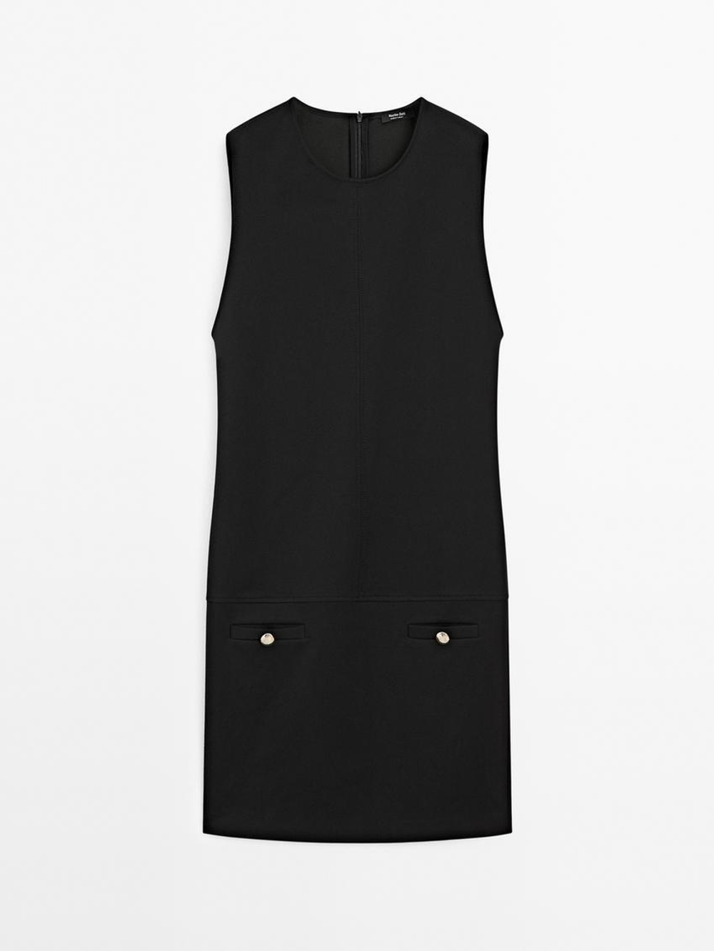 Massimo Dutti Короткое платье с пуговицами, черный