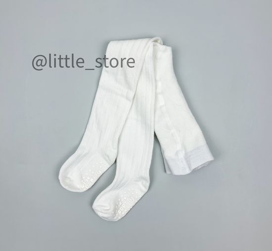 Колготки хлопковые "Полоска" со стоперами, Молочные