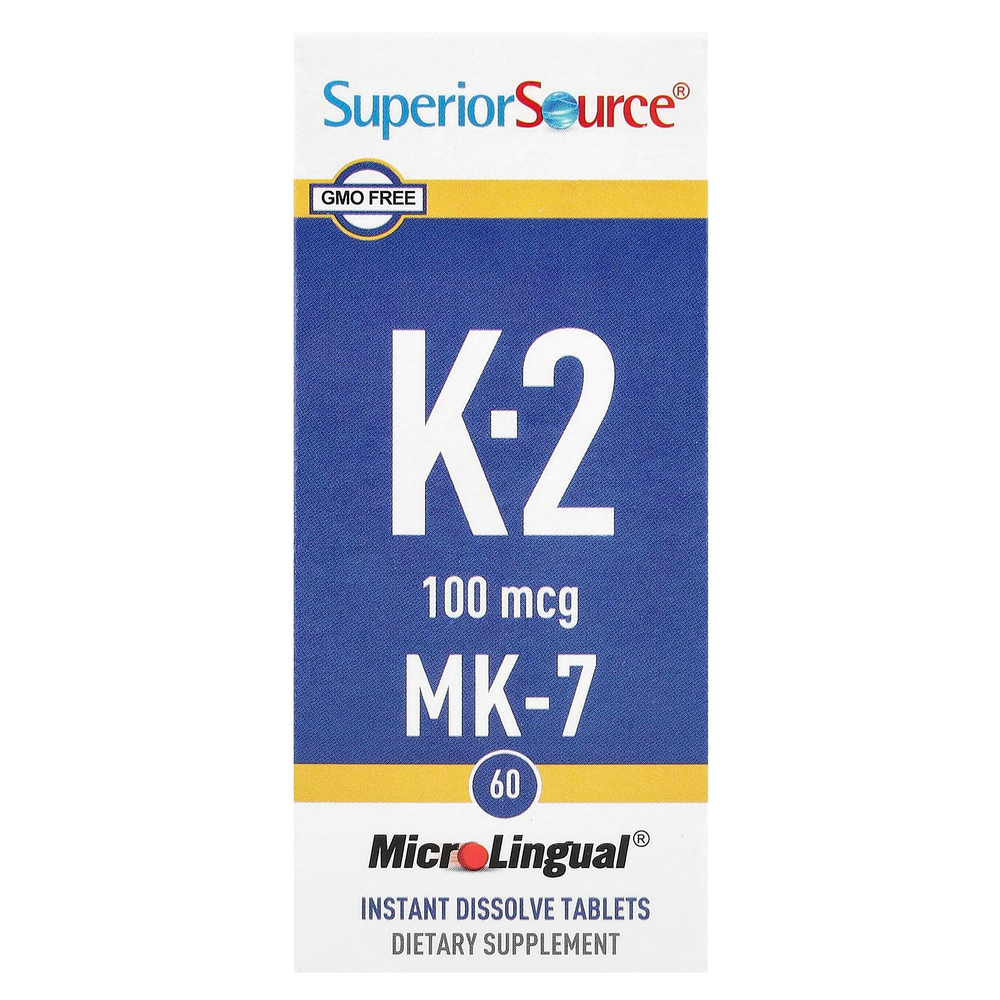 Superior Source, витамин K2, 100 мкг, 60 быстрорастворимых таблеток MicroLingual®