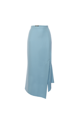 Юбка "Годе" голубая с ассиметричной шлицей 24-18FW