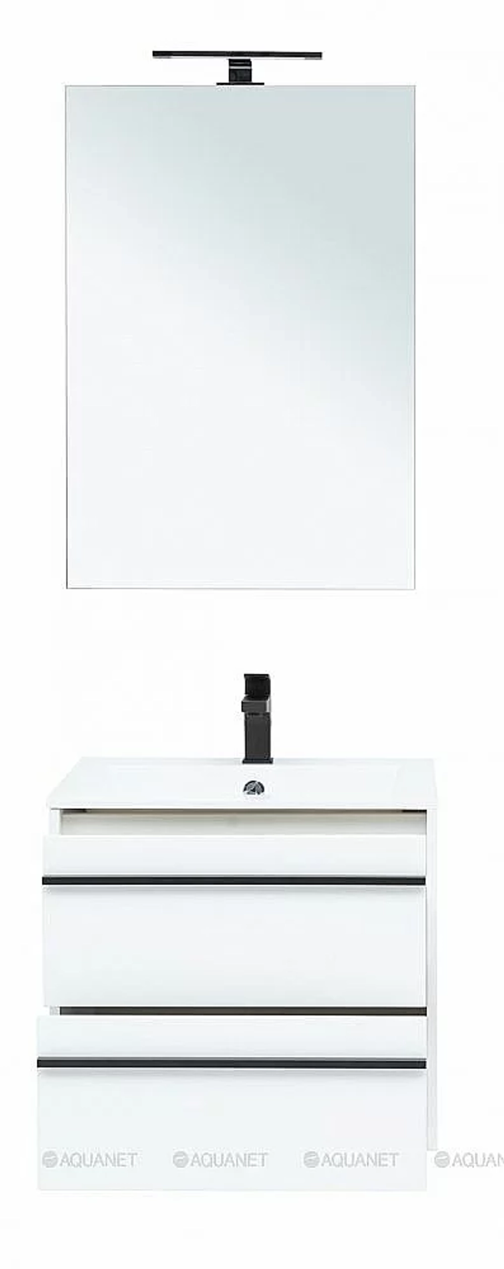 Тумба с раковиной Aquanet Lino 60 белый матовый