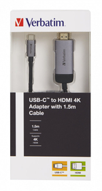 Адаптер Verbatim USB-C / HDMI 4K с кабелем 1,5 м