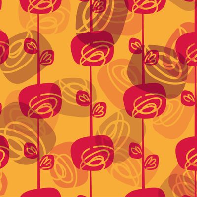 красные цветы на оранжевом фоне