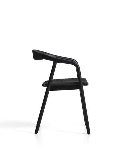 Уличный стул Derile из массива дуба и веревки в черной отделке