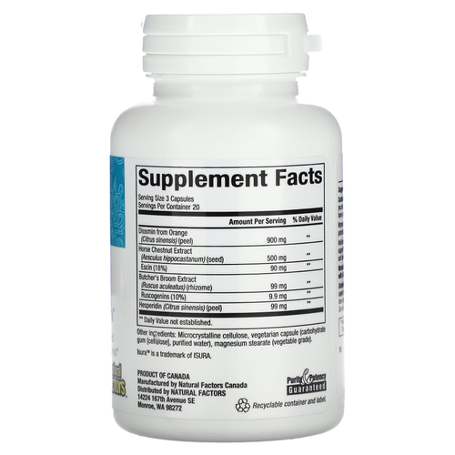 Natural Factors, WomenSense, VeinSense, 60 вегетарианских капсул