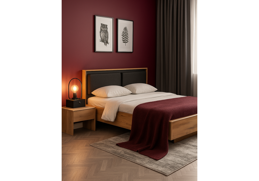 Кровать Woodville Клауд 160х200 парящая дуб крафт золотой, антрацит