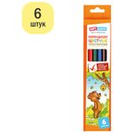 Карандаши цветные ArtSpace "Лесные жители", 06цв., трехгран., заточен., картон. уп., европодвес