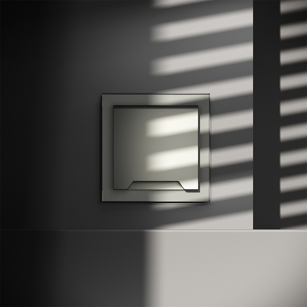 Розетка встраиваемая VOLTUM S70 с заземлением, защитными шторками и крышкой 16А, (сталь)