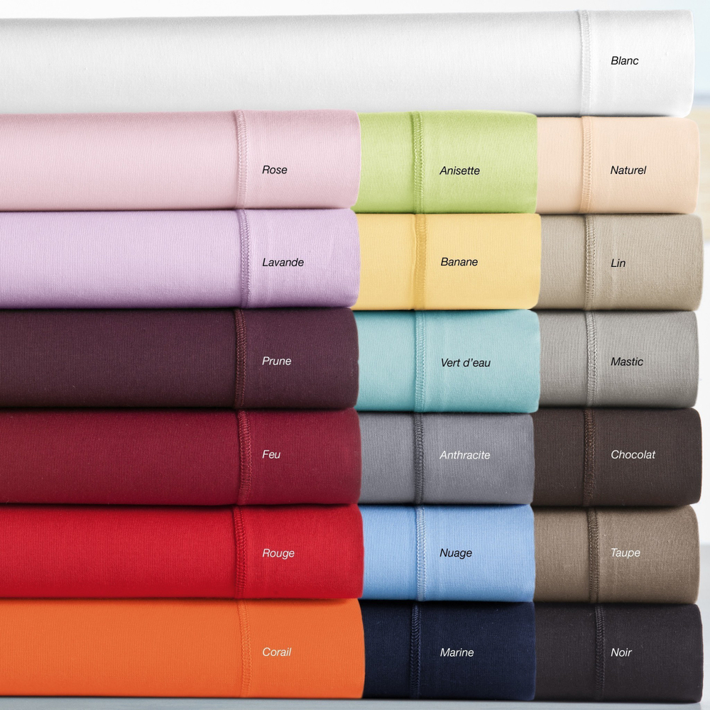 Простыня на резинке 160x200 Blanc des Vosges сатин бежевая Франция