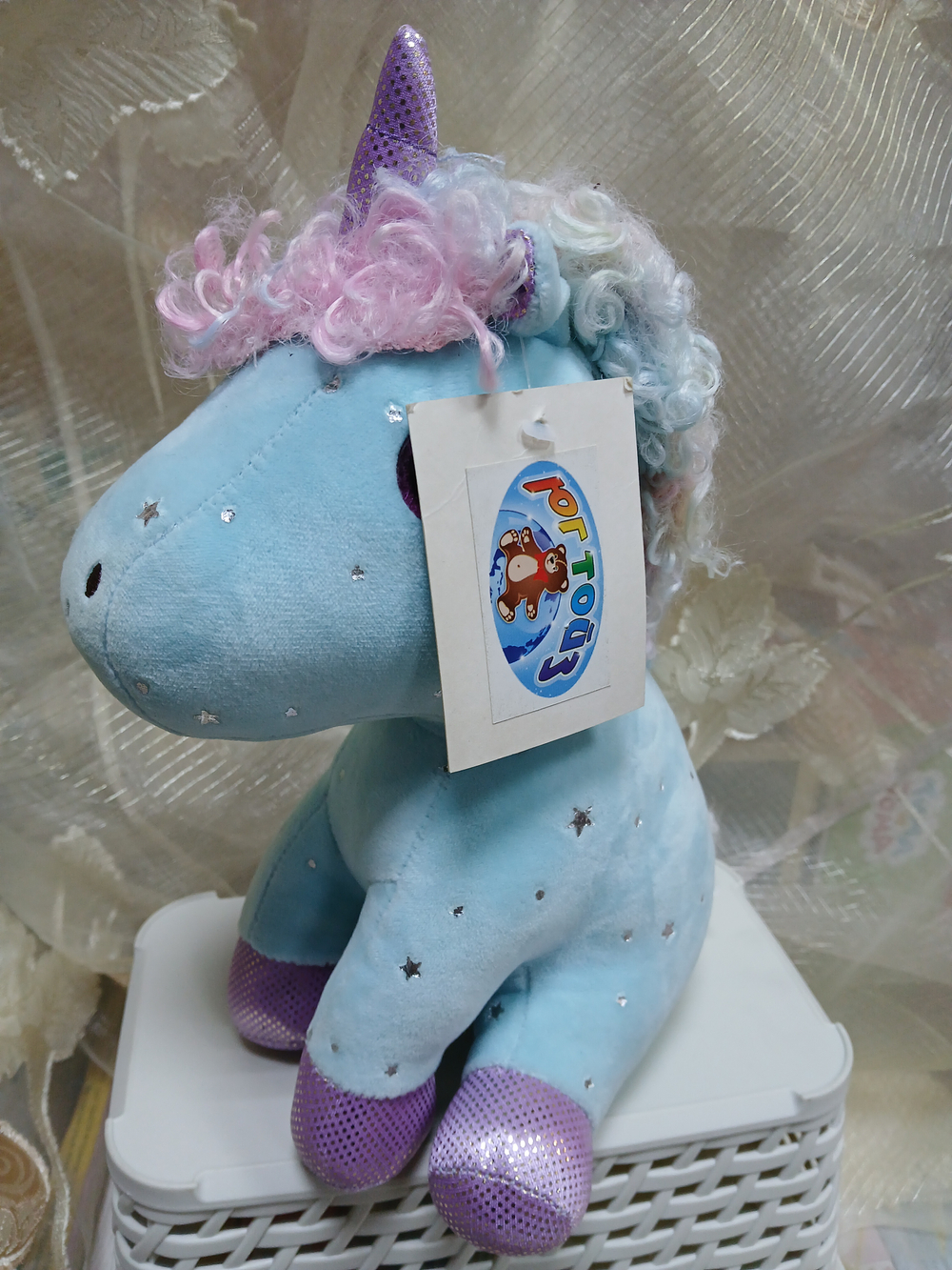 Единорог голубой, 26 см, сидит