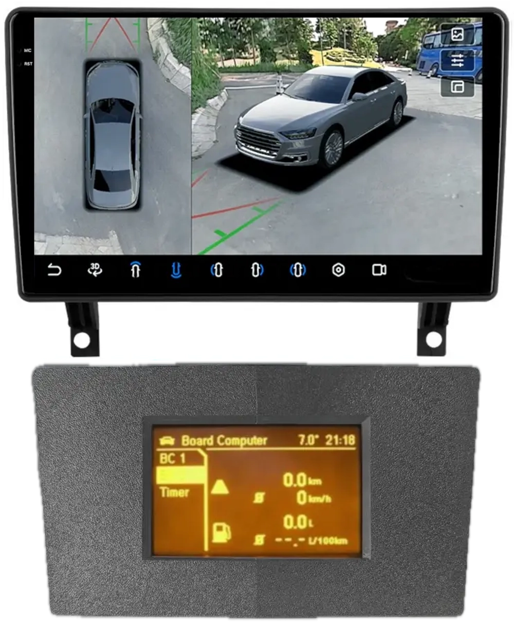 Магнитола для Opel Antara 2006-2015 (перенос БК вниз, cерая) - FarCar BX9-360-7282S монитор 9.5" 2K QLED на Android 13, 6Гб+128Гб, CarPlay, 4G SIM-слот, 4 камеры в комплекте