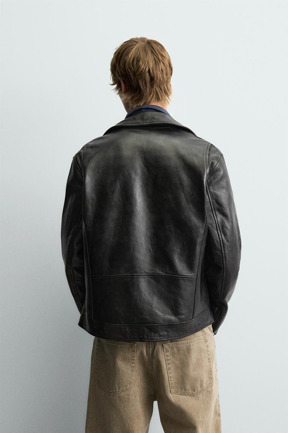 ZARA КОЖАНАЯ КУРТКА В БАЙКЕРСКОМ СТИЛЕ, ЧЕРНЫЙ