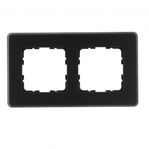 Стеклянная матовая закругленная рамка 2 пост , цвет черный