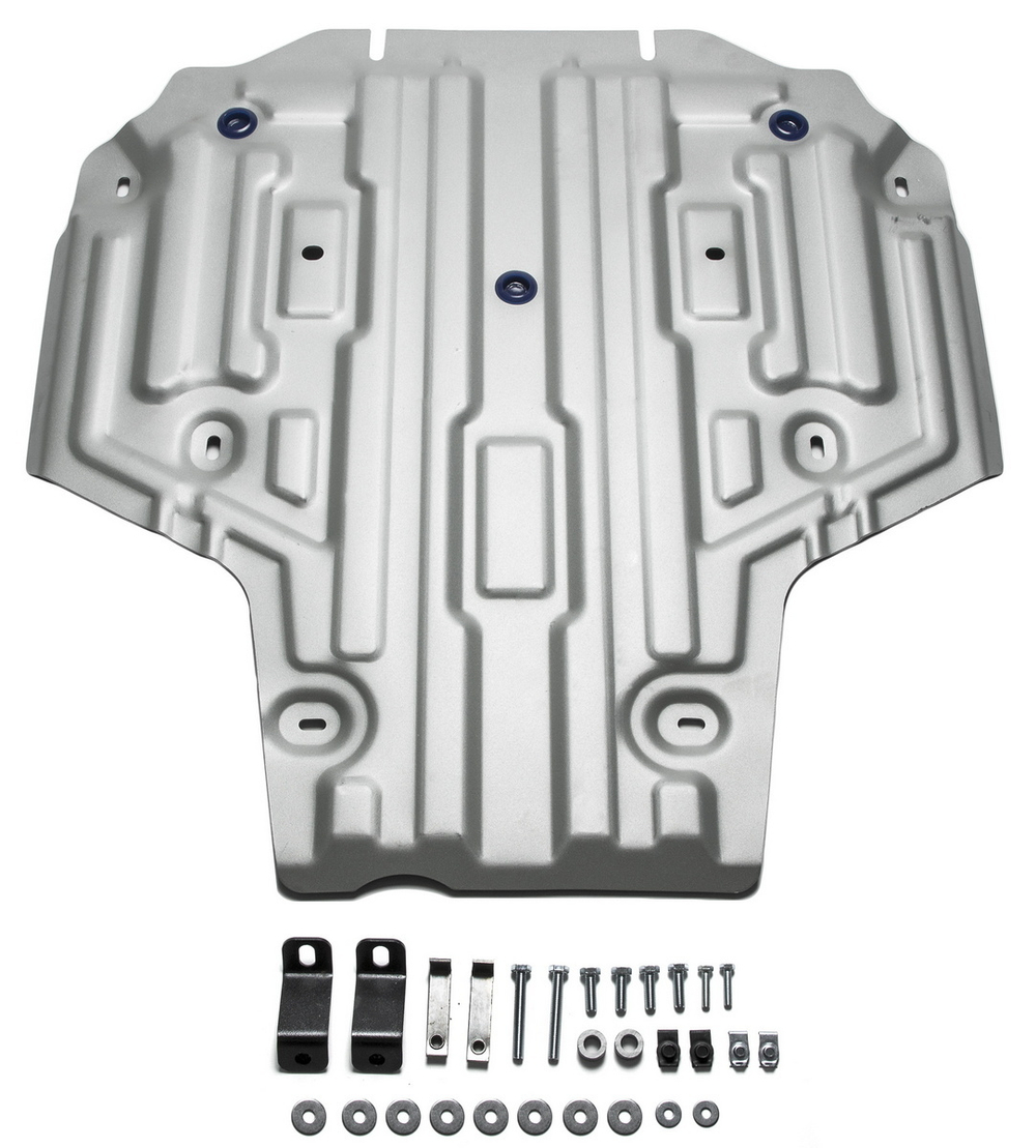 Защита КПП Rival для Audi A4 B9 (V - 1.4; 2.0 (190/249 л.с.)) АКПП 2015-2020/Audi A4 B9 рестайлинг (V - 2.0 (150/190 л.с.)) 2019-н.в./Audi A5 8W (V - 2.0 (249 л.с.)) АКПП 4WD 2016-н.в., штампованная, алюминий 3 мм, с крепежом, 333.0335.1