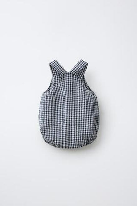 ZARA КОМБИНЕЗОН В КЛЕТКУ ВИШИ, МОРСКОЙ СИНИЙ